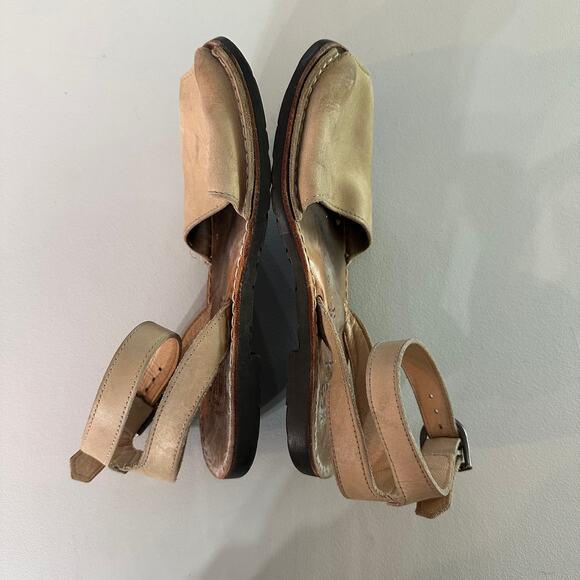 PONS Avarca Menorca Tan Leather Sandals Women’s Size 6 Peep Toe Strap - Picture 7 of 8